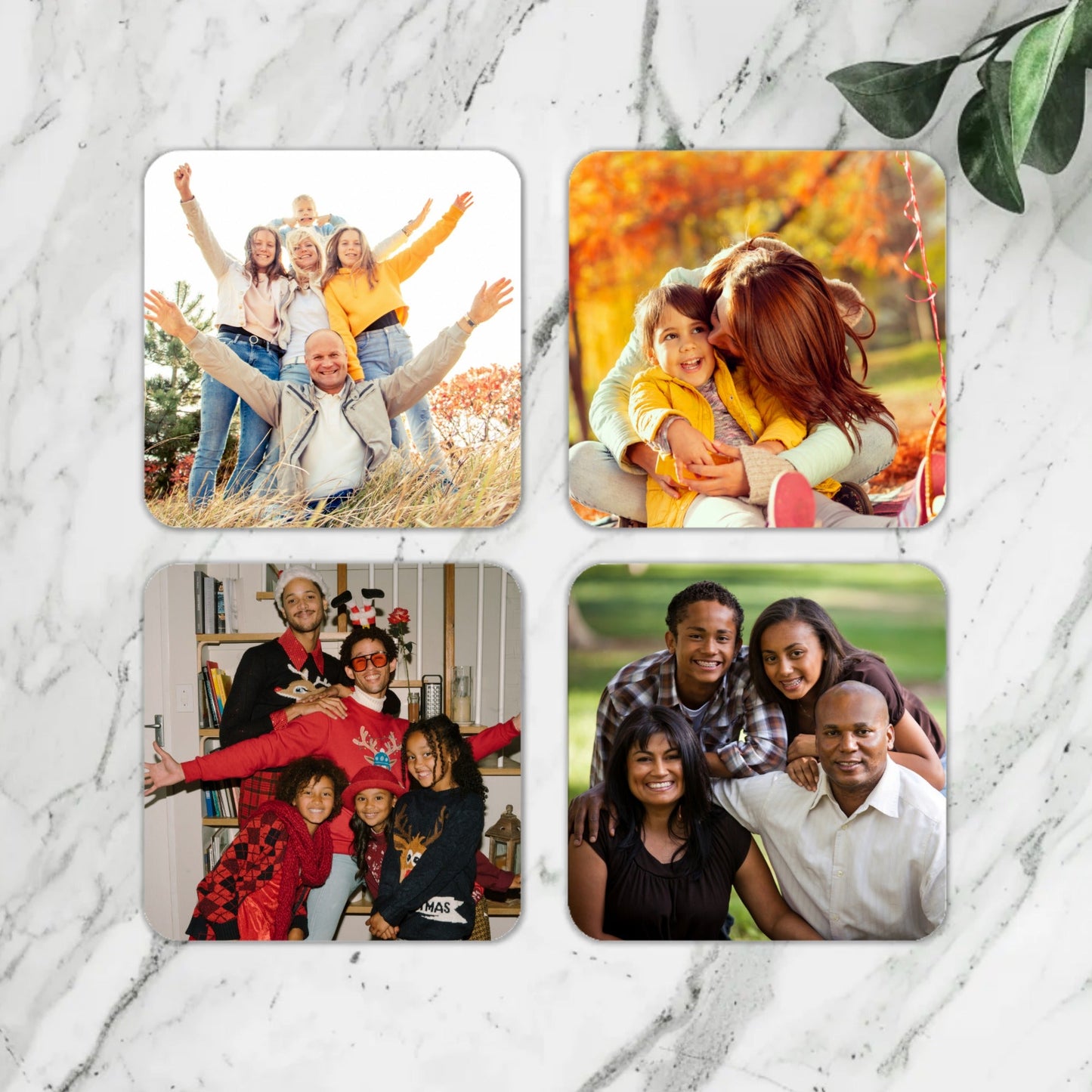Set of 4 Custom Photo Coasters – Square MDF Wood Drink Coaster Set