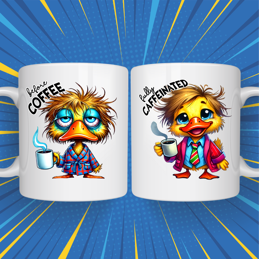 Before & After Coffee Mug – Funny Mood Change Design for Coffee Lovers