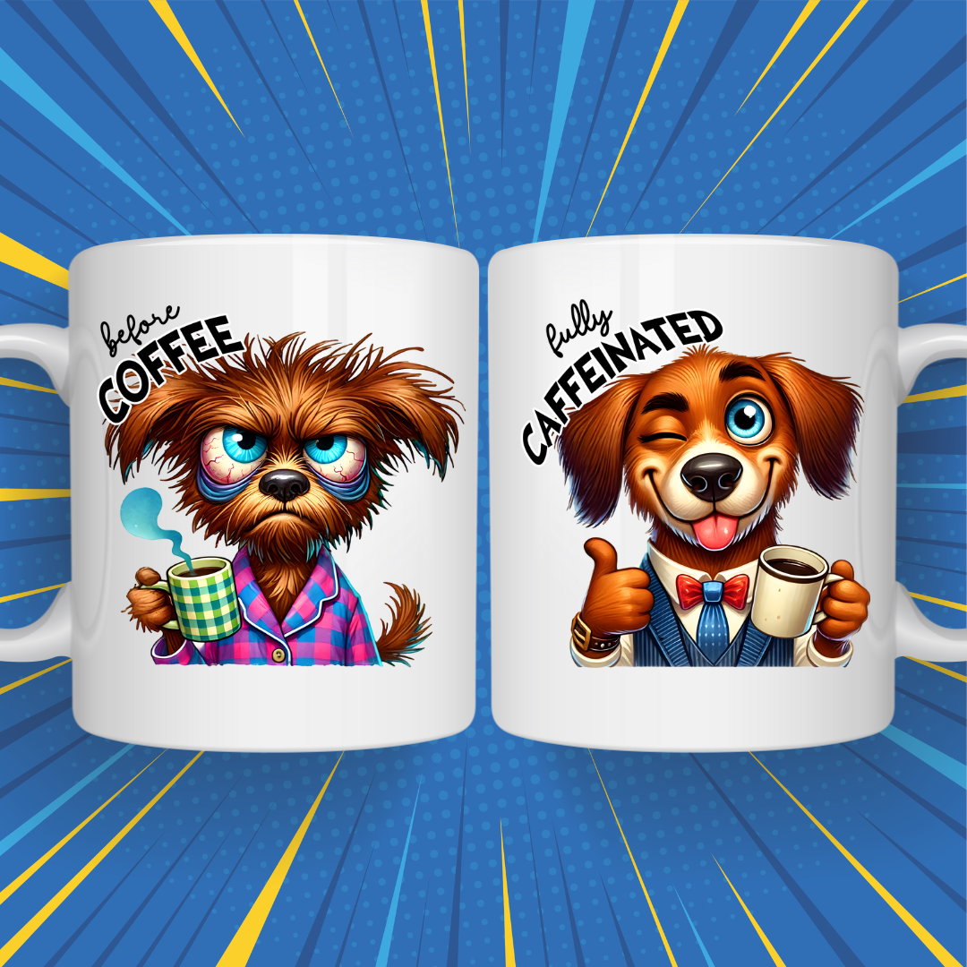 Before & After Coffee Mug – Funny Mood Change Design for Coffee Lovers