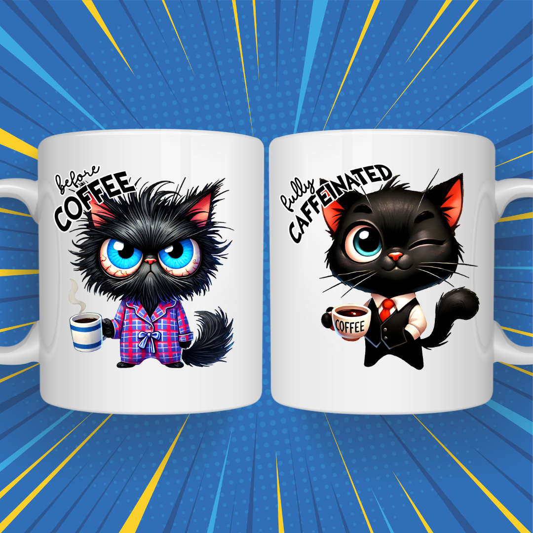 Before & After Coffee Mug – Funny Mood Change Design for Coffee Lovers