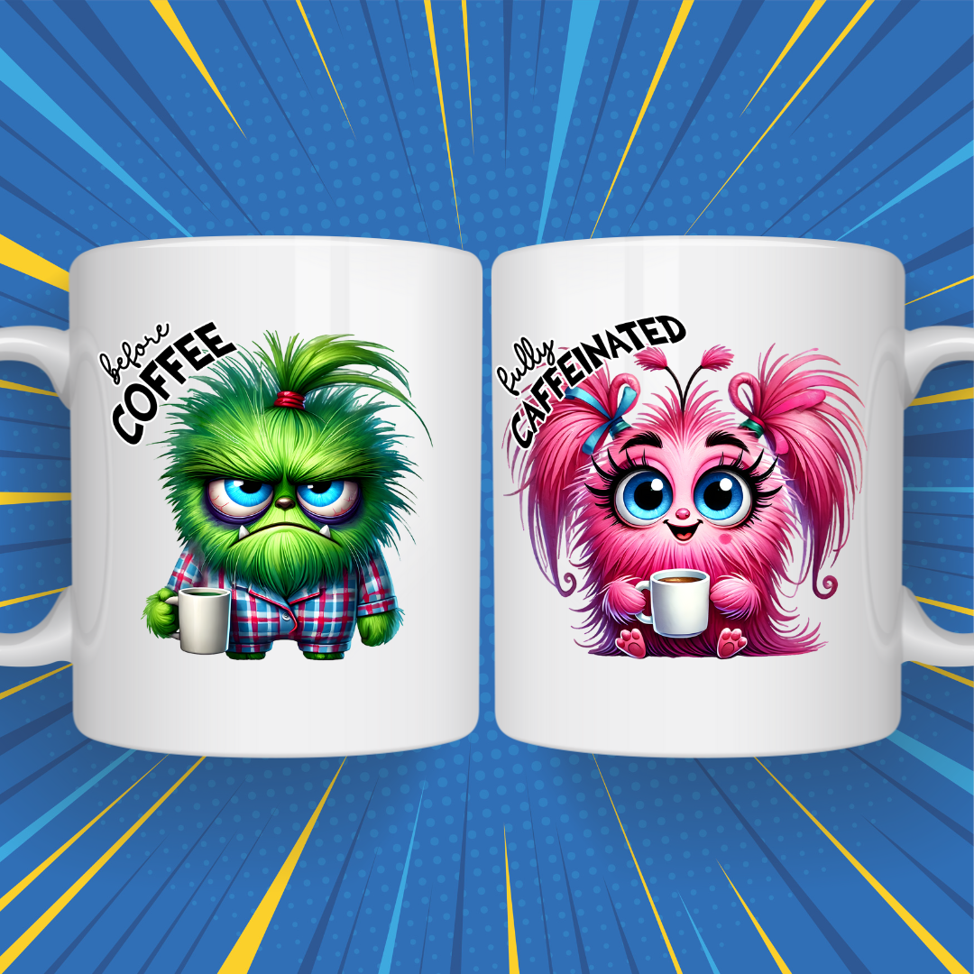 Before & After Coffee Mug – Funny Mood Change Design for Coffee Lovers
