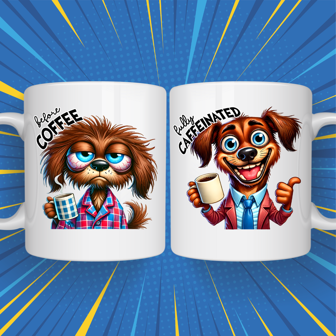 Before & After Coffee Mug – Funny Mood Change Design for Coffee Lovers