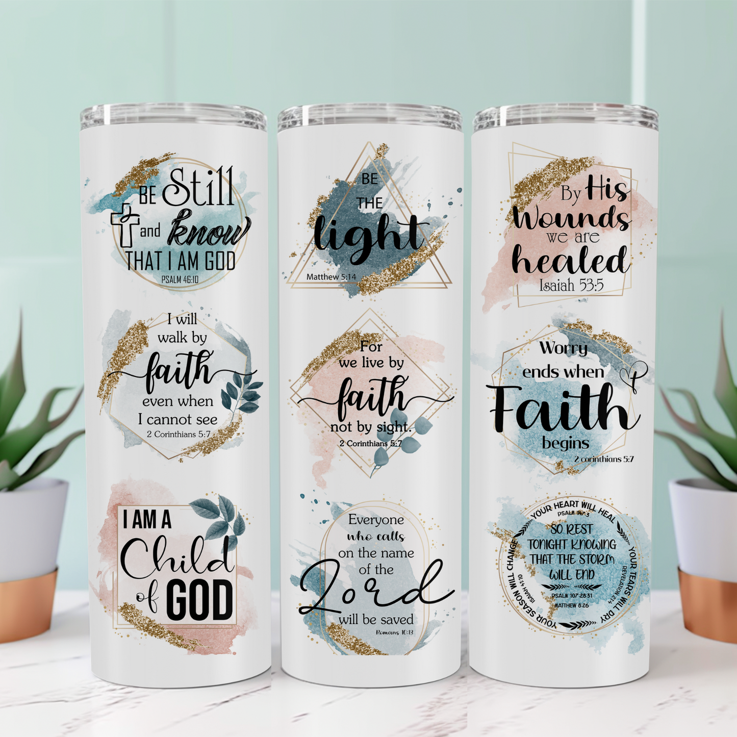 Bible Affirmations Tumbler – Faith-Inspired 20oz Skinny Tumbler