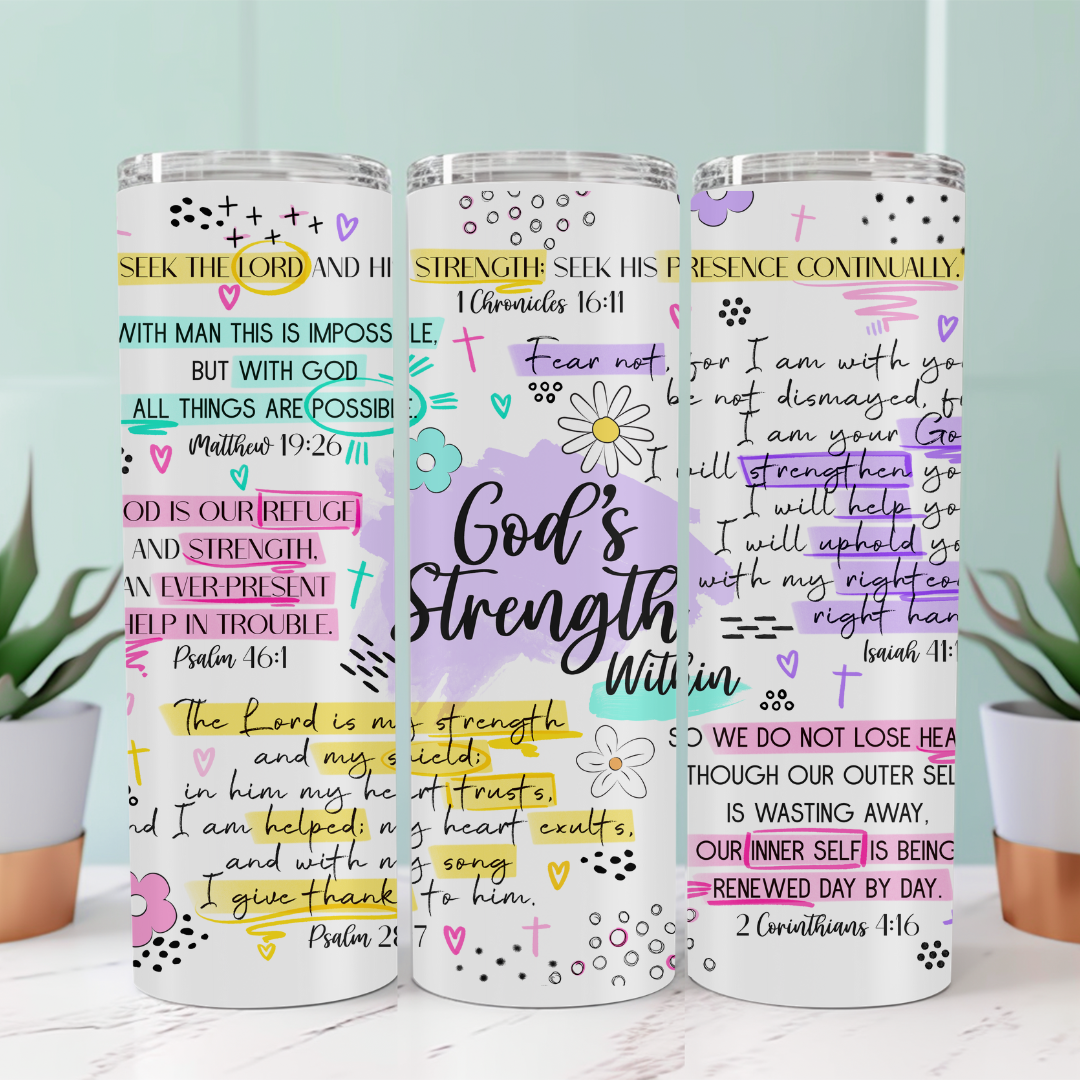 Bible Affirmations Tumbler – Faith-Inspired 20oz Skinny Tumbler