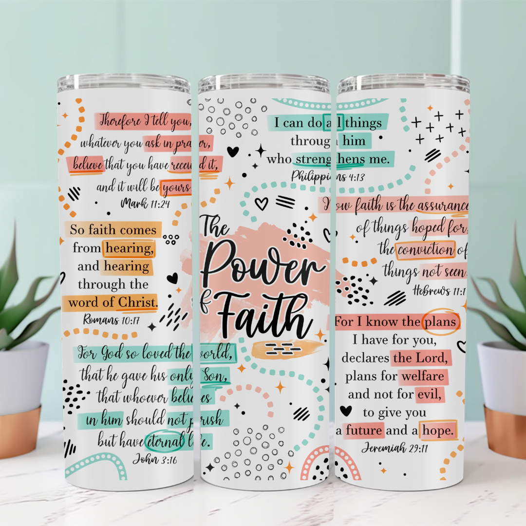 Bible Affirmations Tumbler – Faith-Inspired 20oz Skinny Tumbler