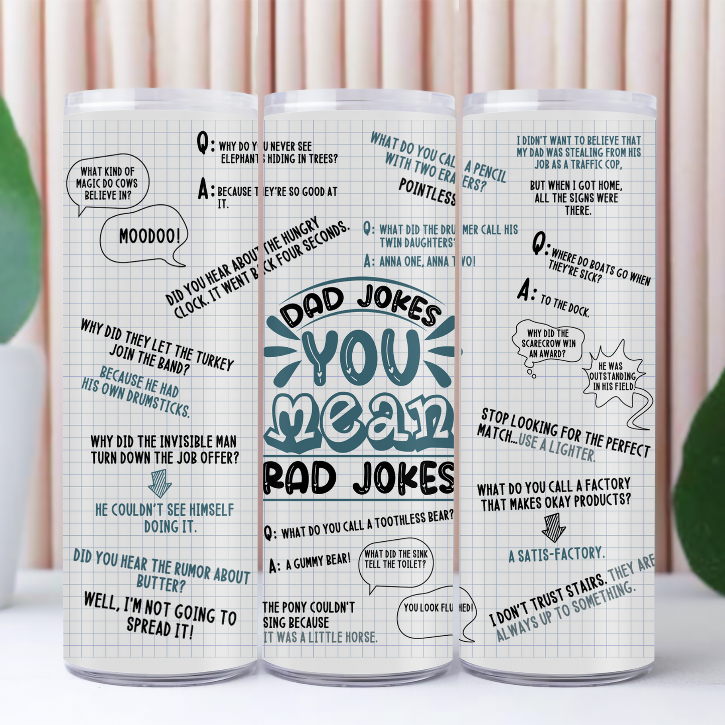 Dad Jokes Tumbler – Funny Gift with Assorted Classic Puns