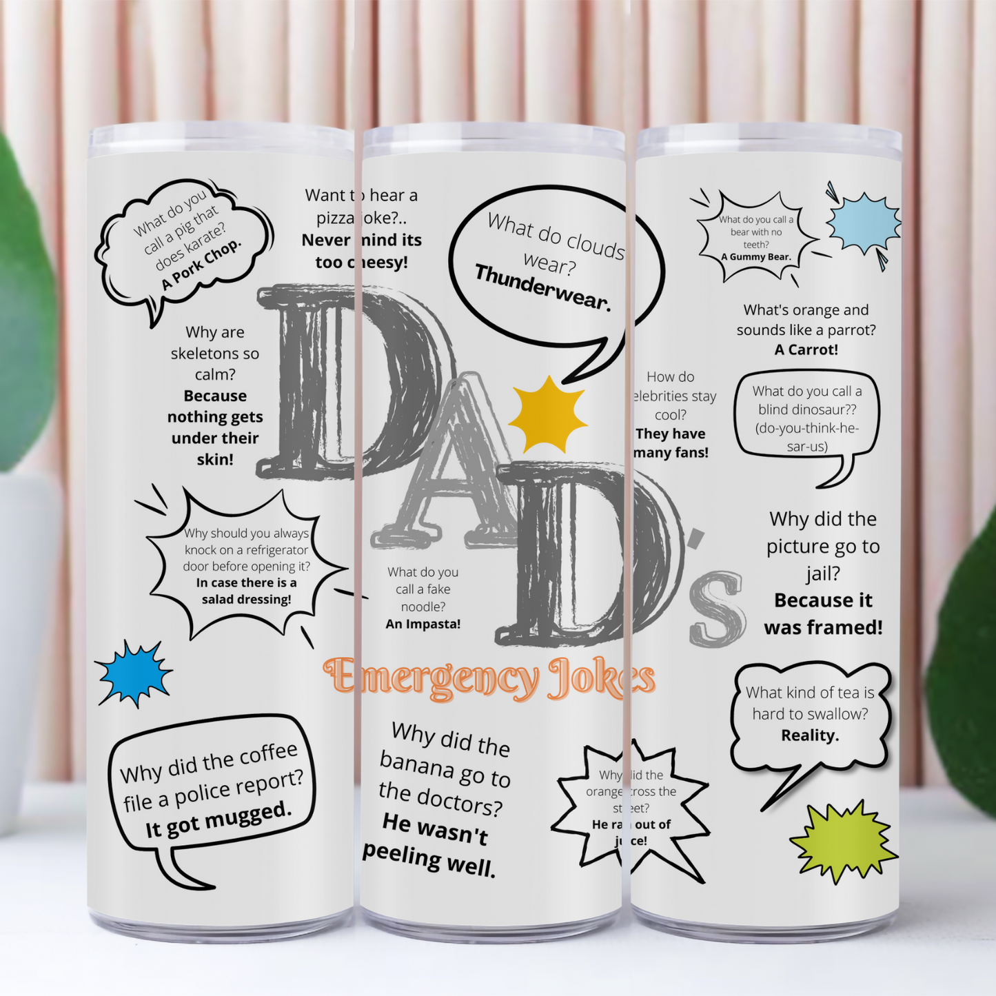 Dad Jokes Tumbler – Funny Gift with Assorted Classic Puns
