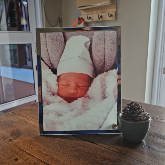 Custom Glass Photo Display with Mirror Edge – Personalized Gift Keepsake