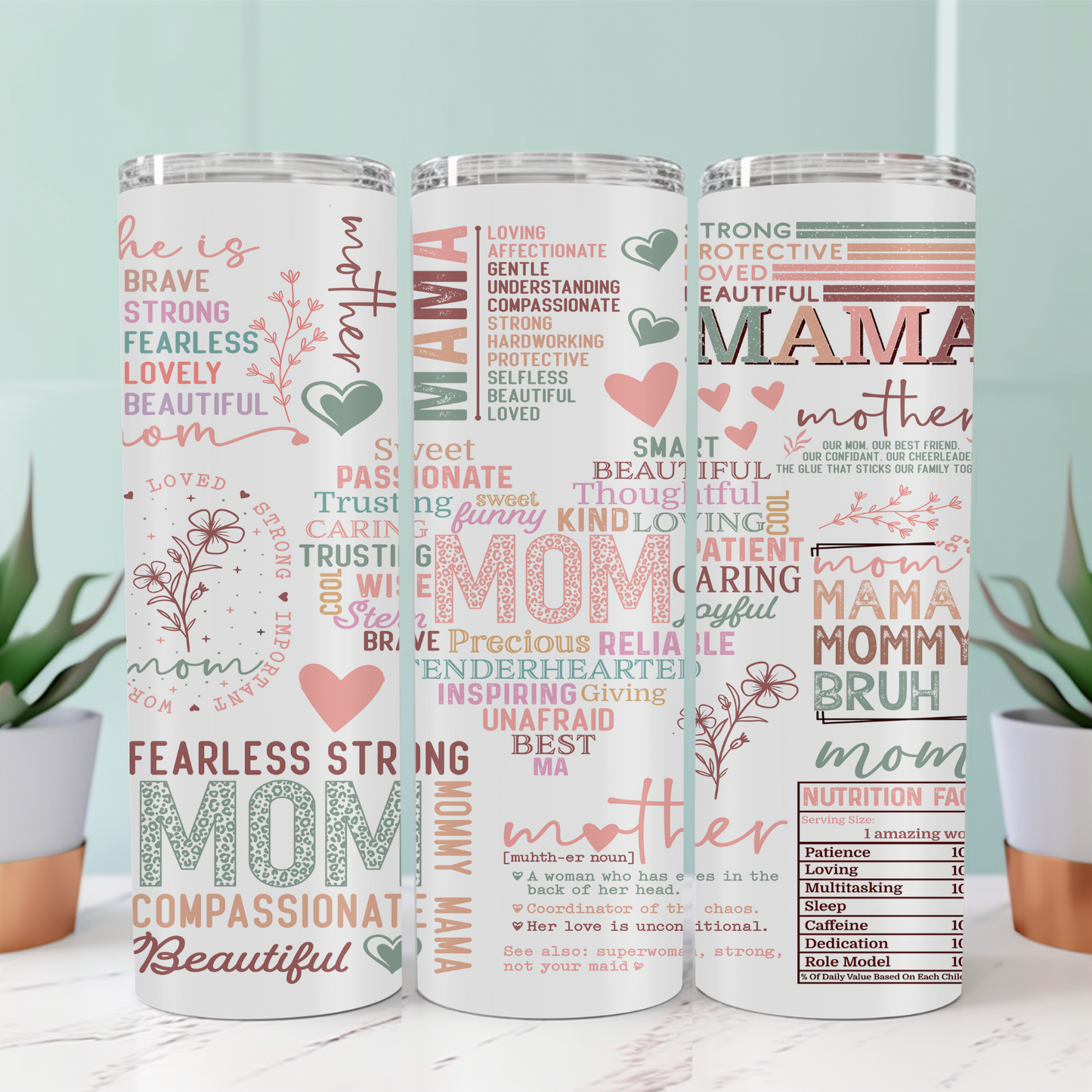 Mom Affirmation Tumbler – Inspirational 20oz Skinny Tumbler for Mothers