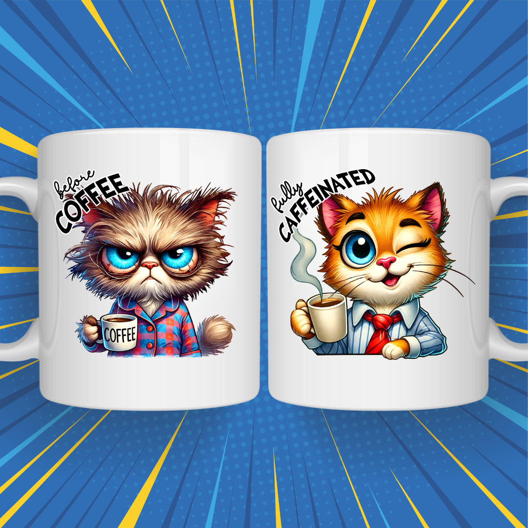 Before & After Coffee Mug – Funny Mood Change Design for Coffee Lovers